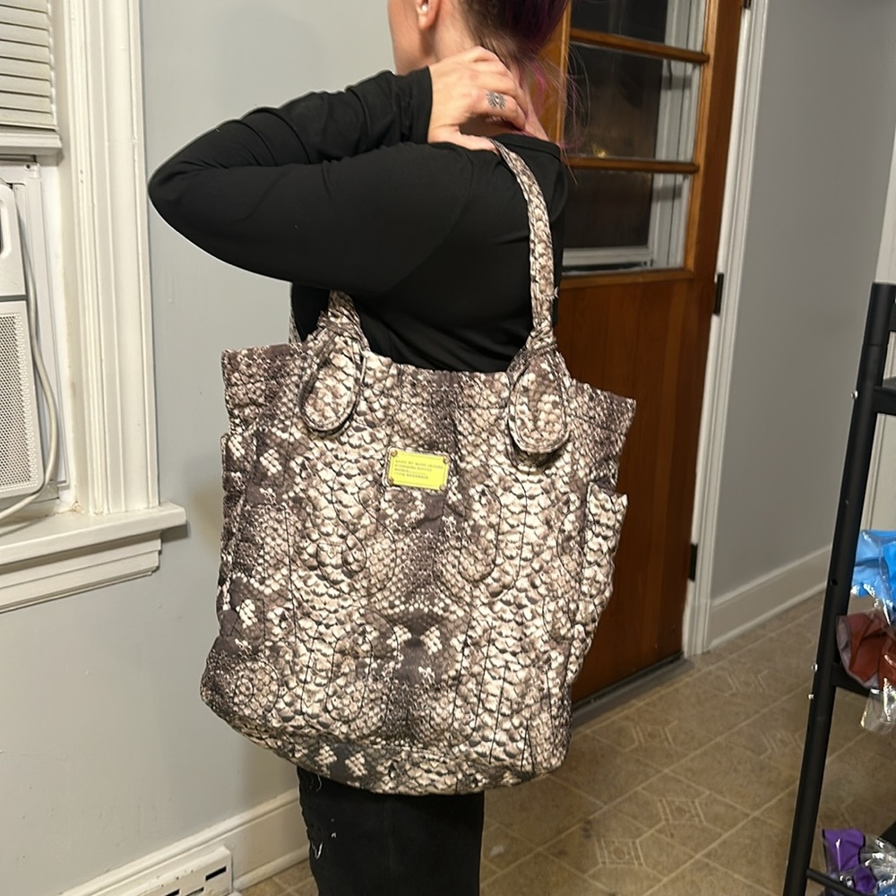 Marc Jacobs brown snakeskin quilted tote